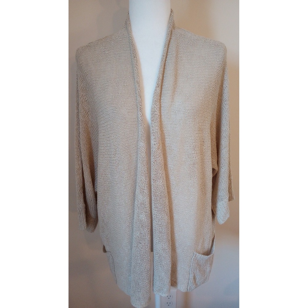 Joseph A. Women's 3/4 Sleeve Open Cardigan Beachy Vibe New Khaki 1X NWT
